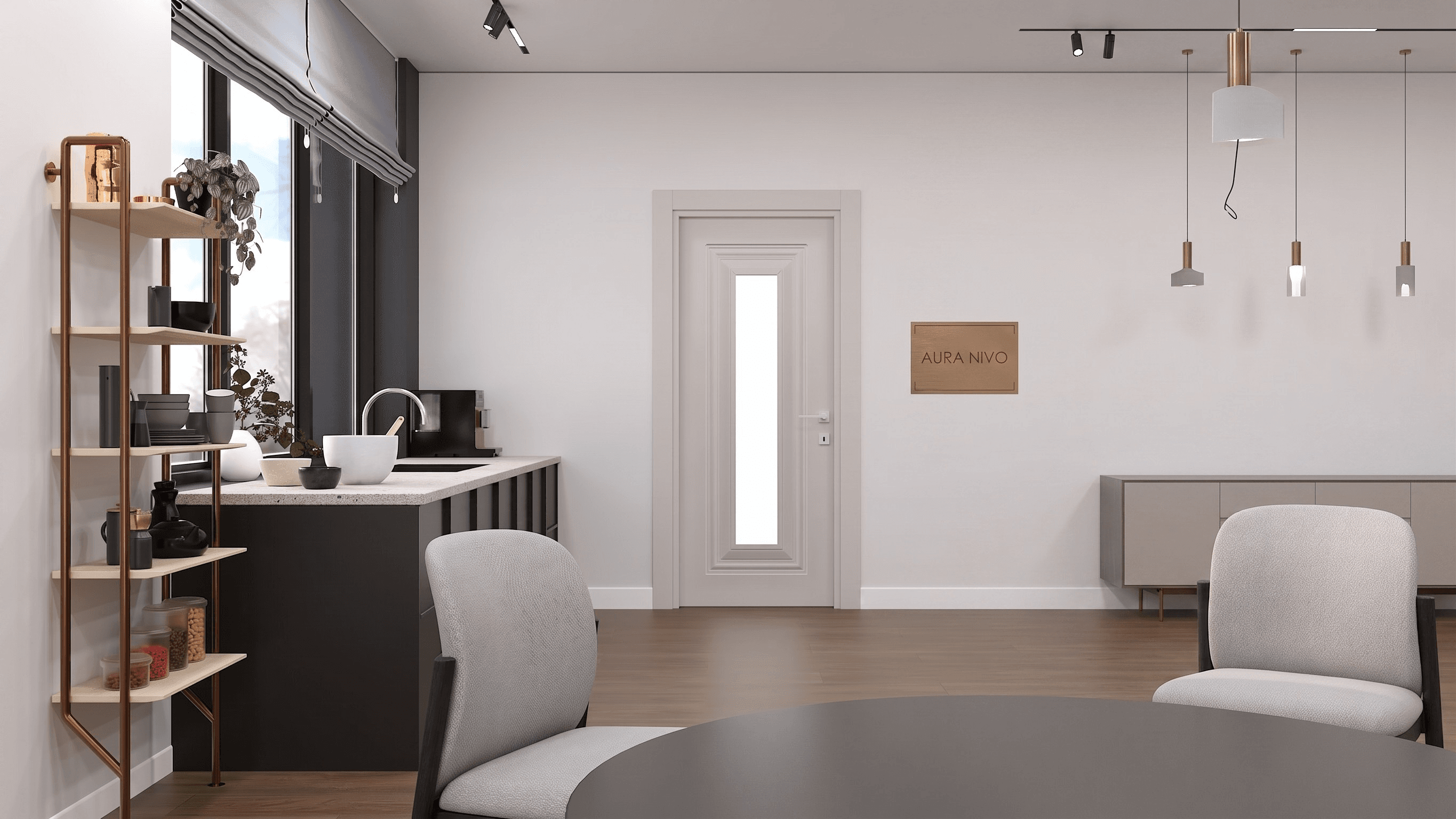 SUPRA İpek Gri Camlı kapı render